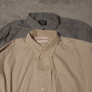 Bundle Of 2 Men's Gray and Tan Dress Shirts